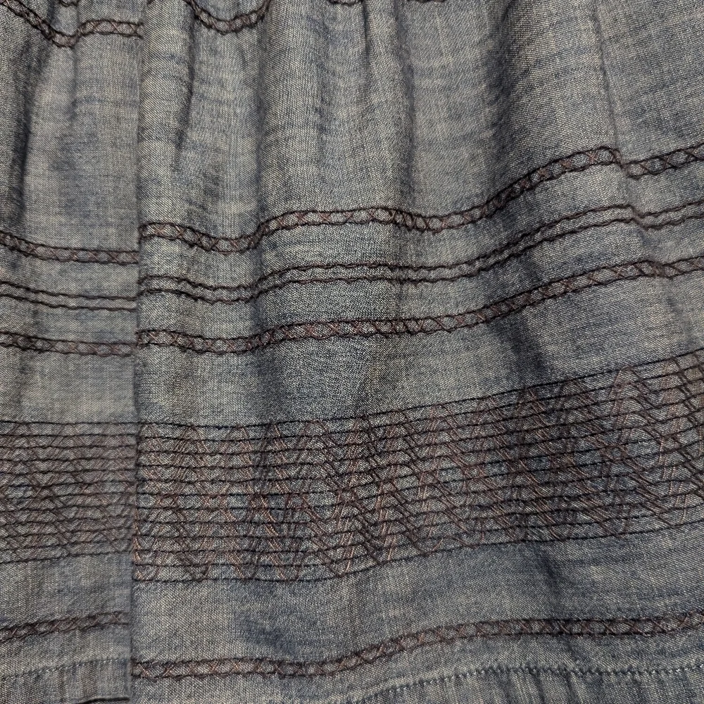 💙 American Eagle 8 Mini skirt denim Ribbon embroidered design cotton cowgirl